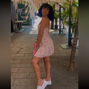 Floral Pink Spaghetti Strap Dress 🌺🌷🌸